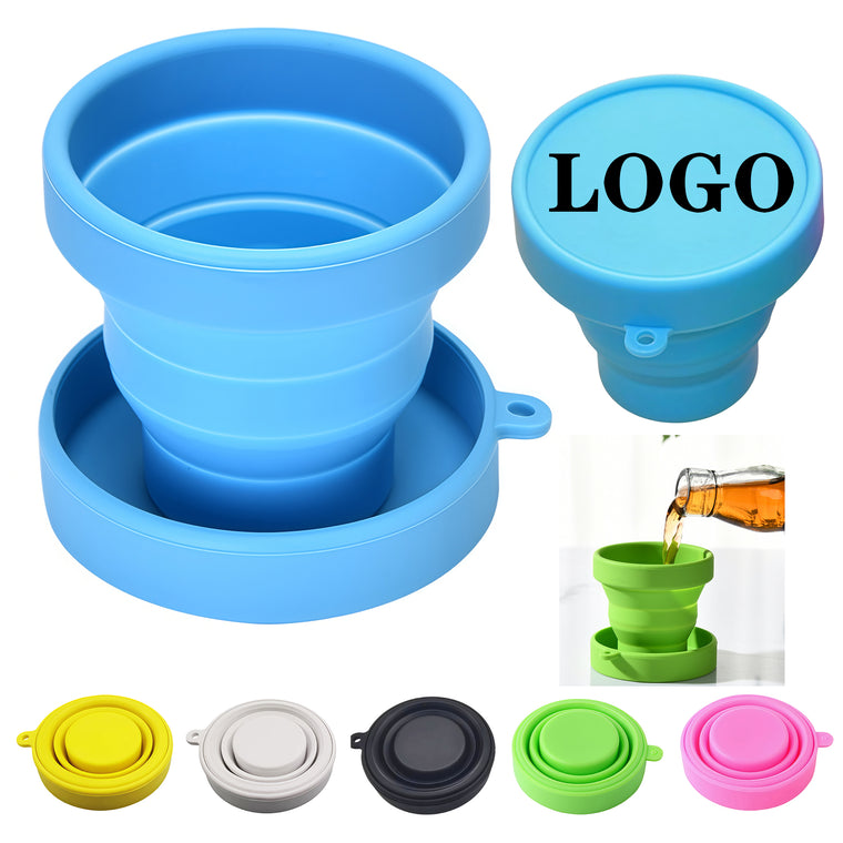 6oz Foldable Silicone Travel Camping Cup with Lid