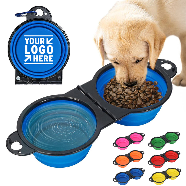 Collapsible Silicone Double Pet Travel Bowl