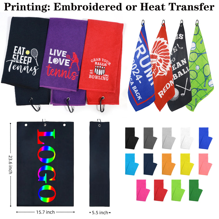 Waffle Texture Golf Towel With Carabiner