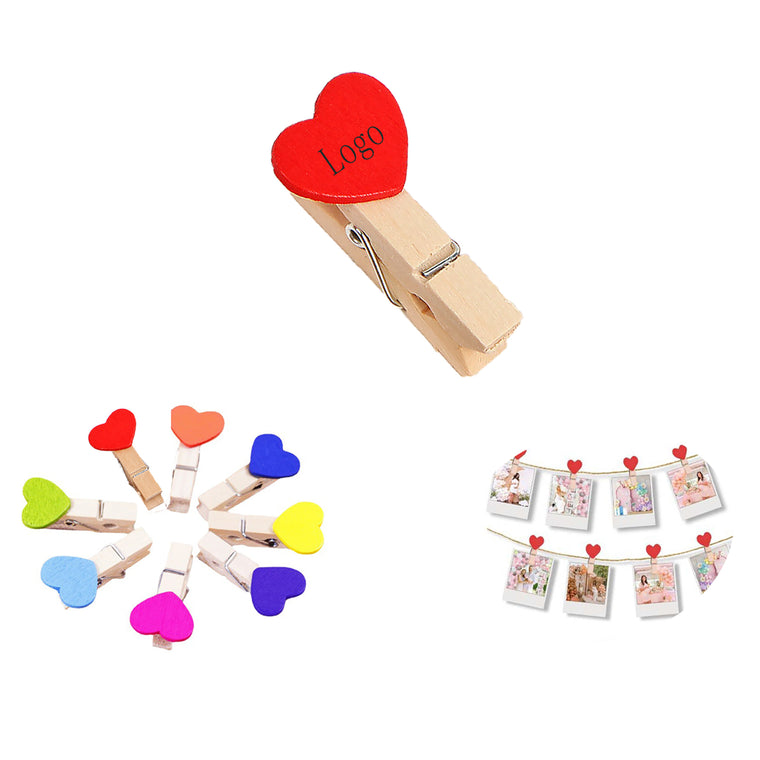 Heart Shaped Wooden Photo Pins