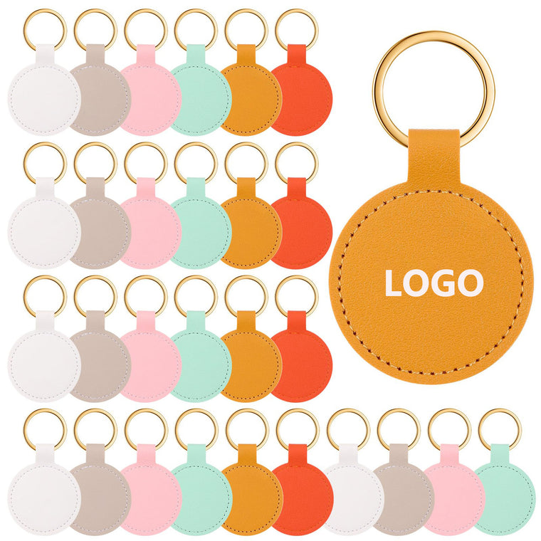 PU Leather Round Faux Keychain