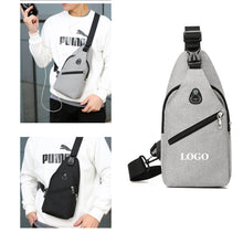Men'S Oxford Sling Bag With Usb Charging Port