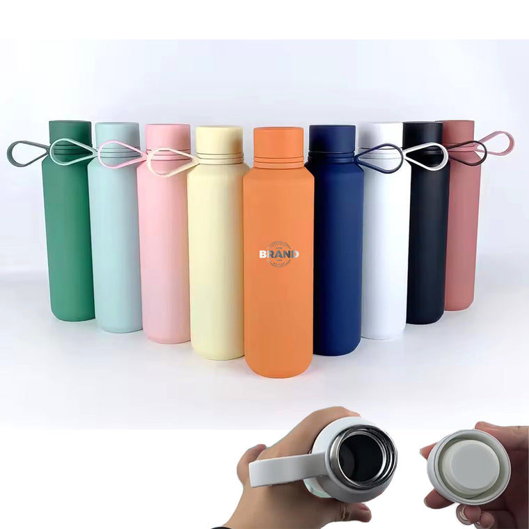 12Oz Stainless Steel Water Bottle With Rubber String