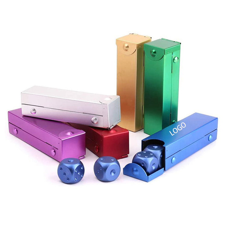 Portable Aluminum Alloy 5 Pcs Dice Game Set W/ Metal Case