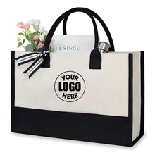 Large Classic Black And White Cotton Canvas Tote