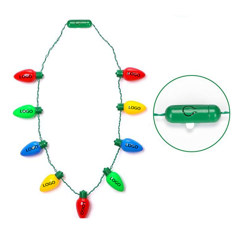Led Light Up Christmas Bulb Necklace