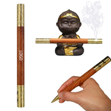 Wooden Pen With Incense Burner And Monkey Sculpture