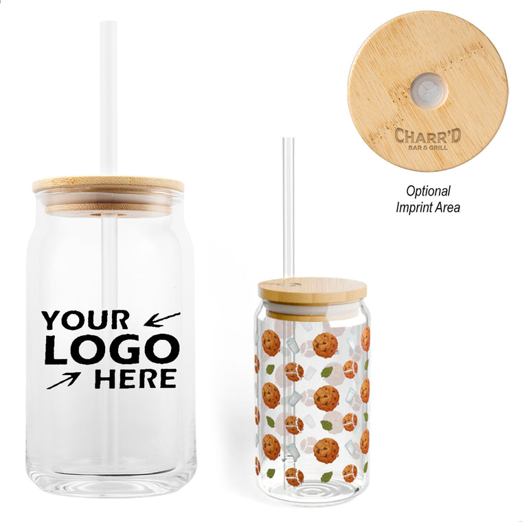 17 Oz. Soda Lime Glass Can With Bamboo Lid