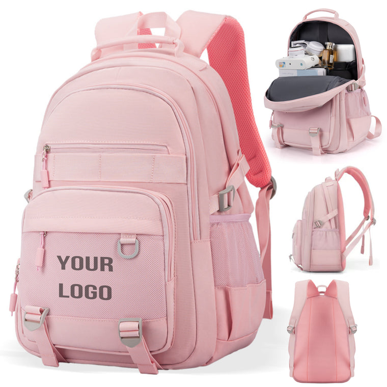 Pink College Laptop Backpack For Ladies