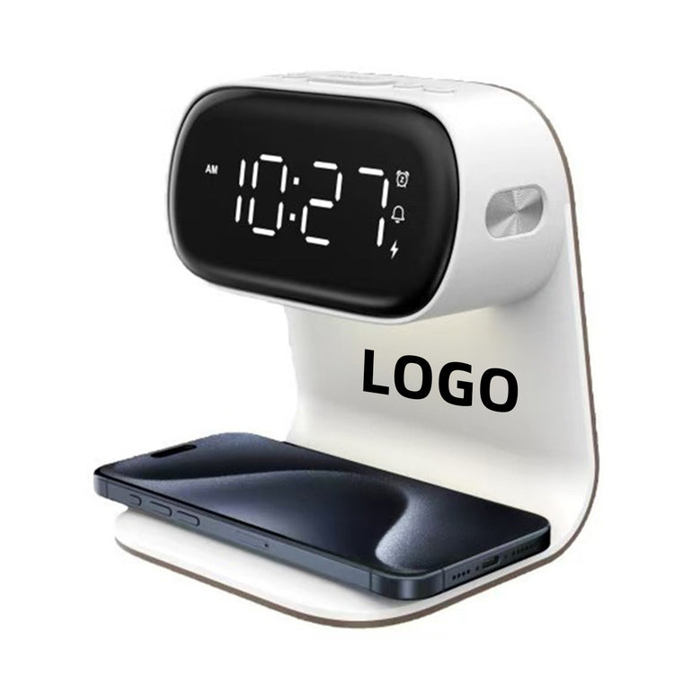 Bedside Lamp with Clock with 10W Wireless Charging
