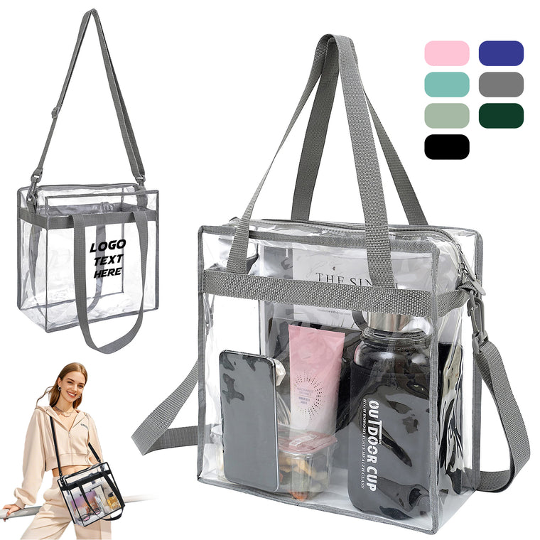 Clear PVC Stadium Tote Bag with Zipper