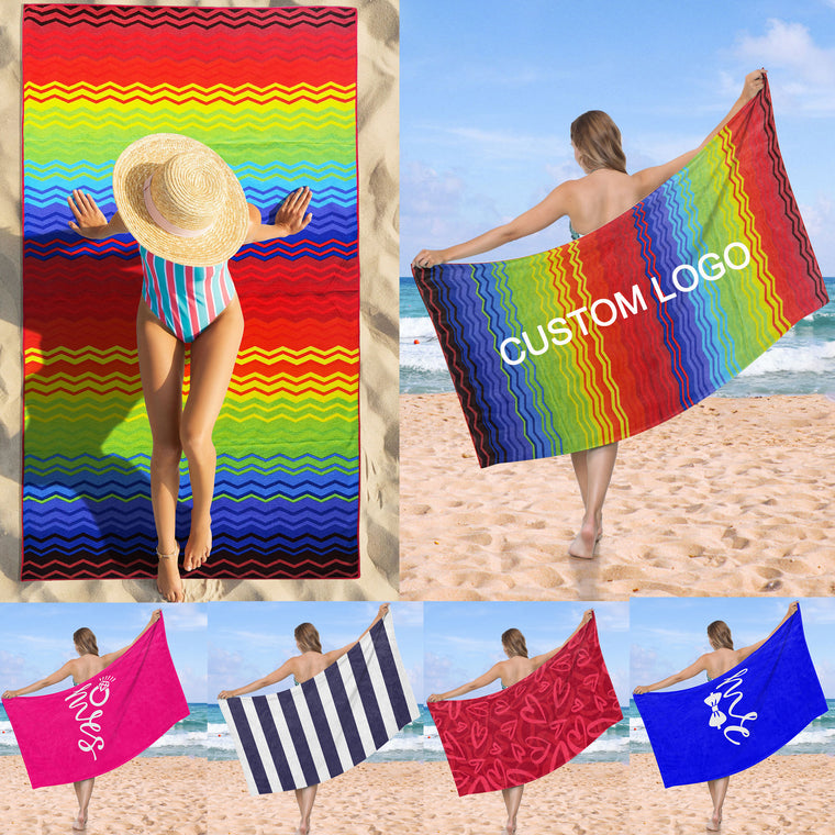 Rainbow Microfiber Beach Towel Oversized
