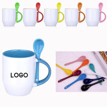12 Oz. Two-Tone Ceramic Cup Coffee Mug With Spoon