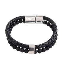 Natural Stone Beaded Leather Rope Bracelet