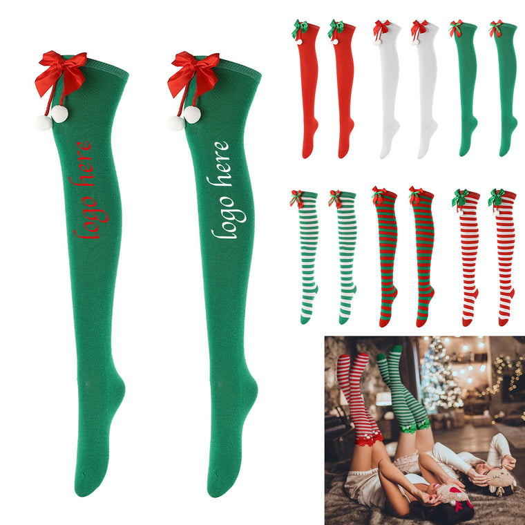 Christmas Bow Over-The-Knee Socks