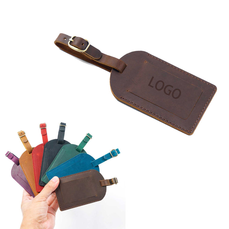 Vintage Crazy Horse Leather Luggage Tag