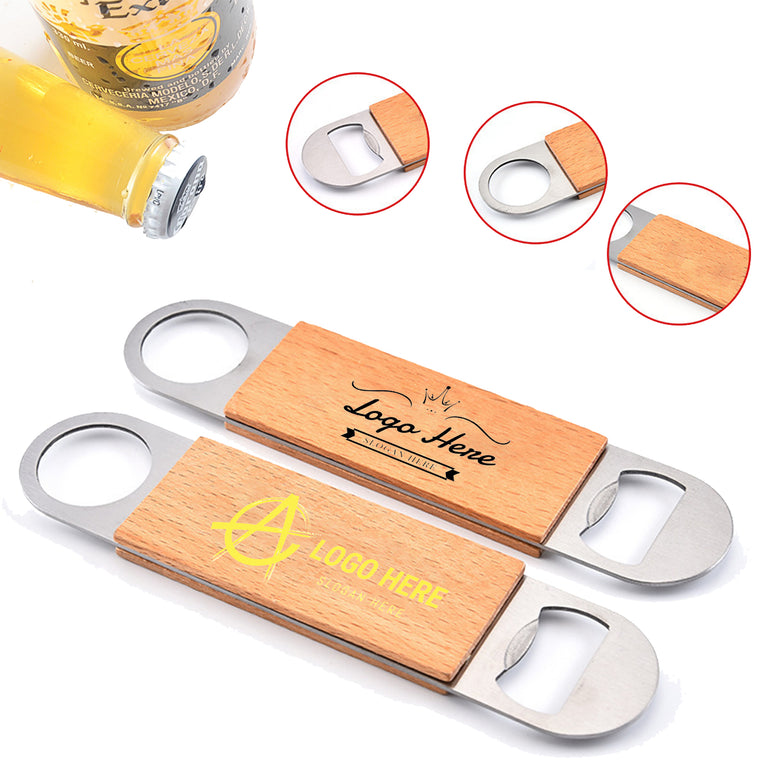 Wooden Handle Stainless Steel Flat Bottle Opener