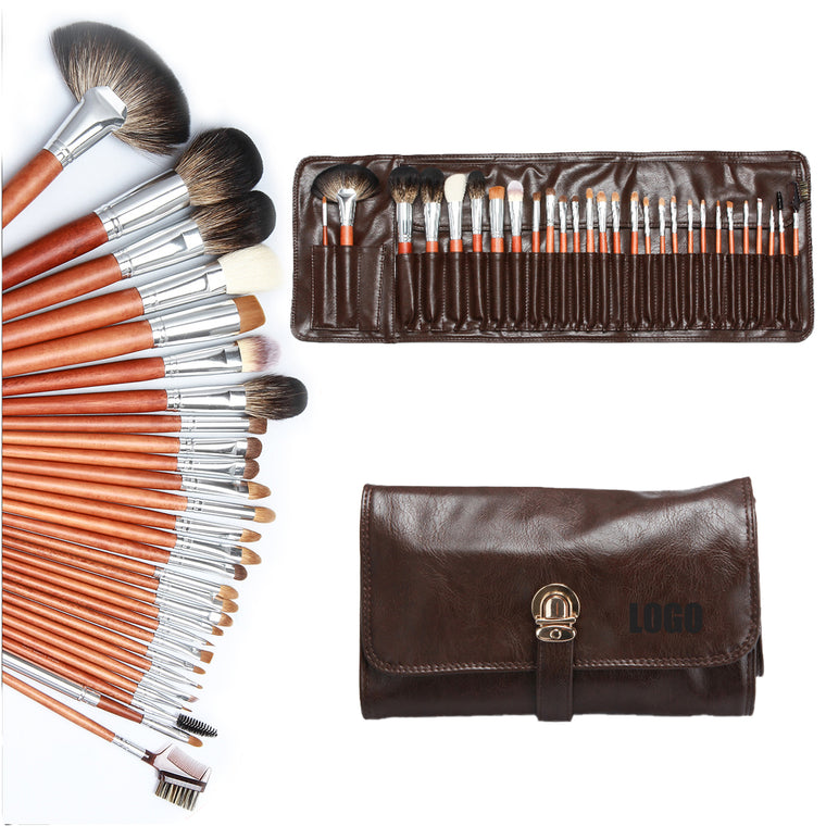28 Professional Makeup Brush Set With Leather Case