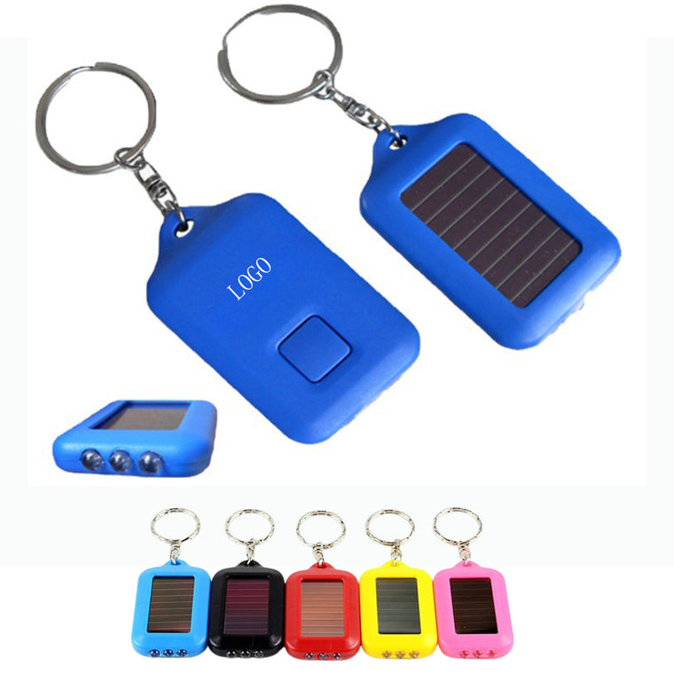 Mini Portable Solar Power Flashlight Keychain W/ 3 LED Light
