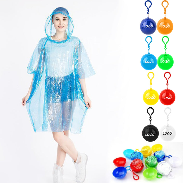 Travel Disposable Rain Poncho With Ball Case And Clip
