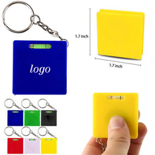 Square Retractable Measuring Tape Keychain With Level