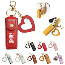Lipstick Holder Keychain With Heart Mirror