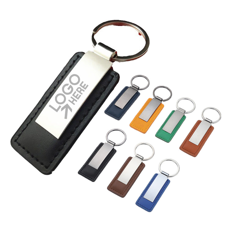 Rectangular Leather Keychain