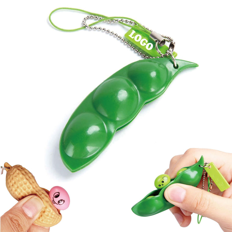 Cute Stress Relief Pod Keychain Bean Peanut Squeeze Toy