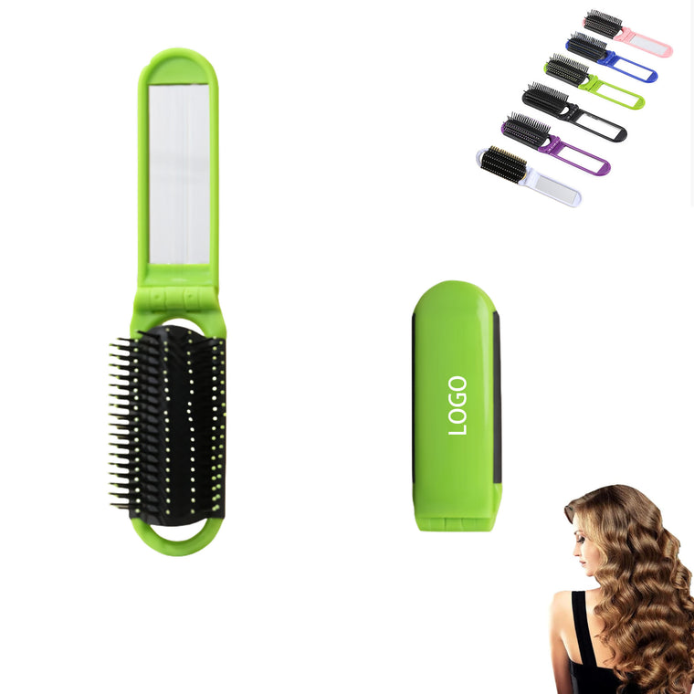 Folding Hair Brush With Mirror