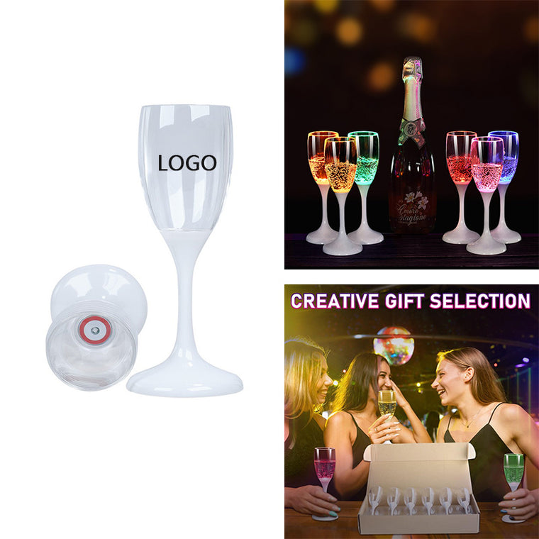 Colored Lights Up Champagne Flutes Glasses