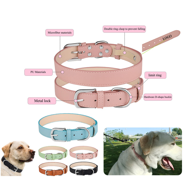 Double Buckle PU Pet Collar