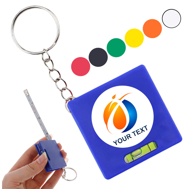 Full Color Custom Mini Tape Measure Keychain With Level