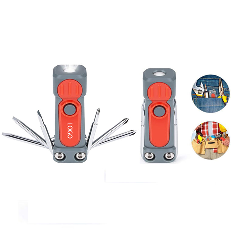 Mini Torch Flashlight W/2 Led And 6 Screwdriver Bits