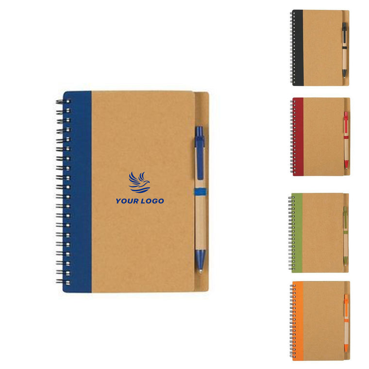 Eco-Friendly Spiral Notebook Set With Ballpoint Pen
