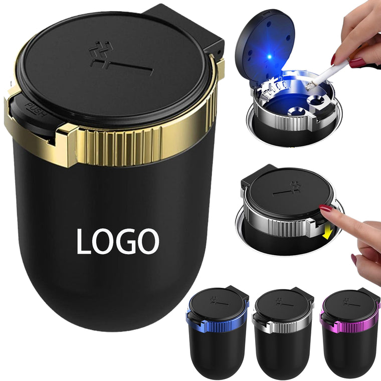 With Lid Windproof LED Light Portable Car Ashtray Trash