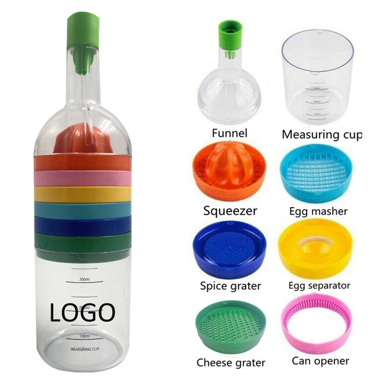 Multifunction Plastic Bottle Shape 8 in 1 Kitchen Tool Set