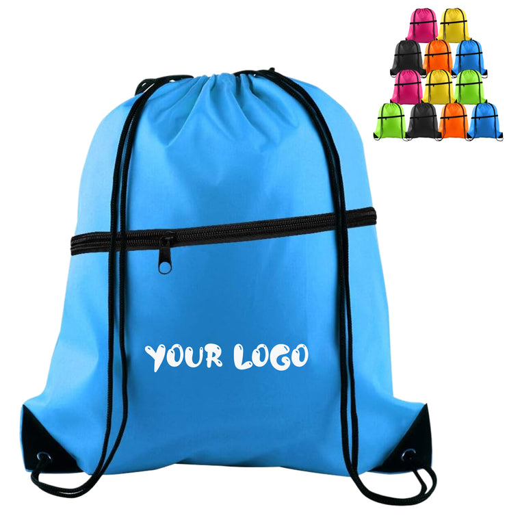 Cinch Bag Sackpack With Zipper For School Yoga Sport Gym