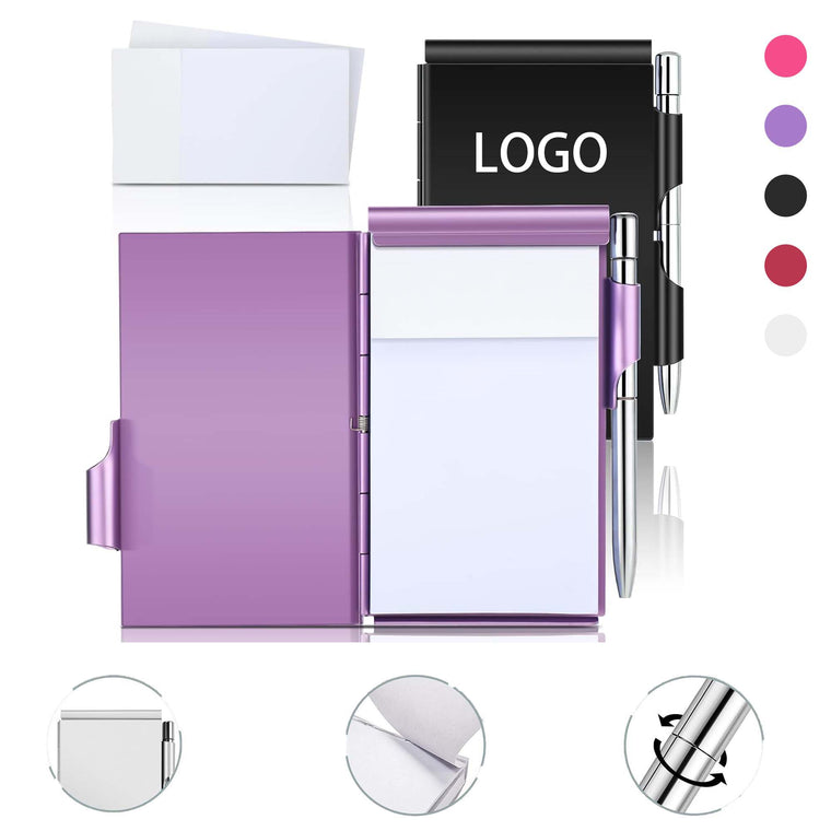Metal Pocket Notebook with Pen and Refillable Paper