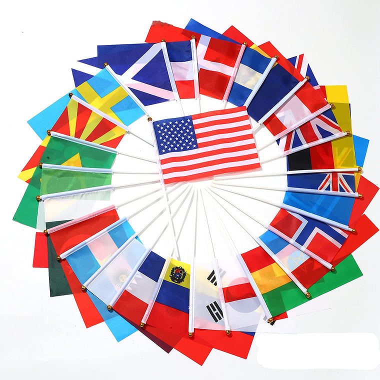 Full-Color Hand Held Polyester Stick Flags MOQ 100PCS