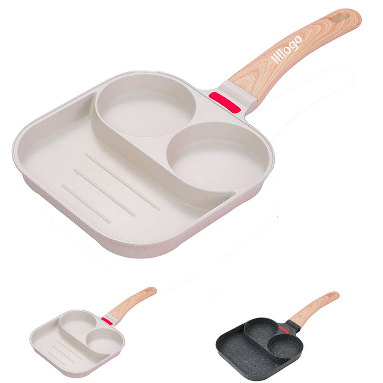 3-Hole Non-Scalding Handle Egg Burger Pan
