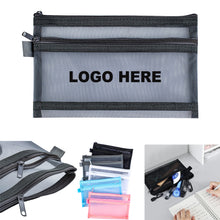 Double-Layer Mesh Zipper Stationery Bag