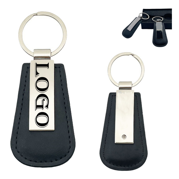Black Leather Business Keychain