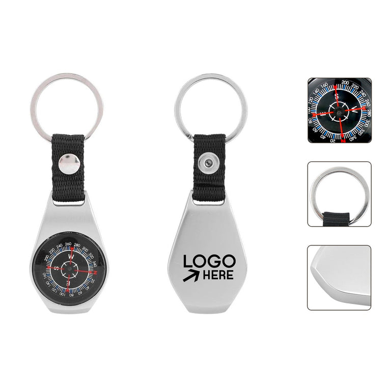 Handheld Alloy Compass With Key Chain