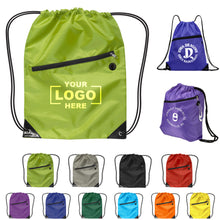 Nylon Zippered Drawstring Backpack