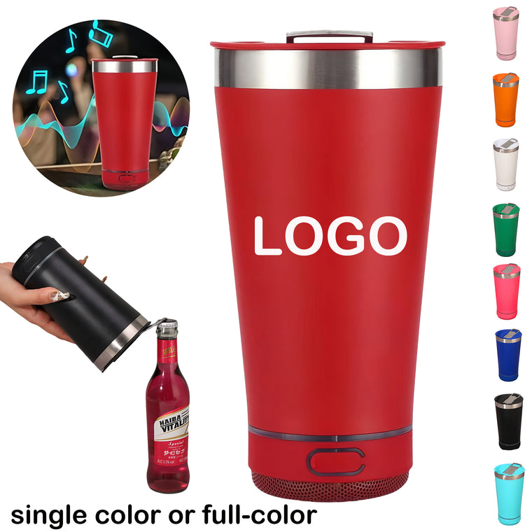 16oz Stainless Steel Beer Cup with Bluetooth Speaker