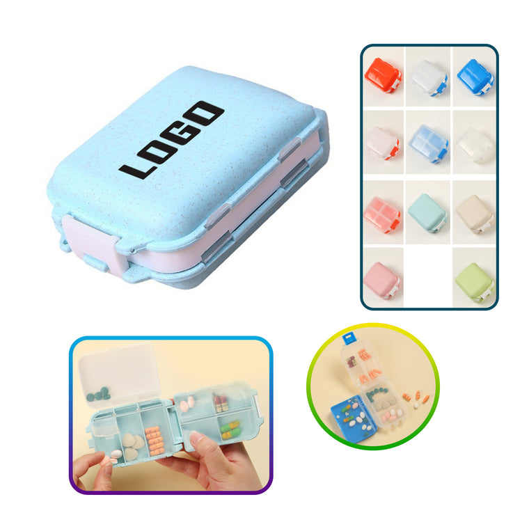 Folding Flip Lid 3-layer 8-compartment Pill Box