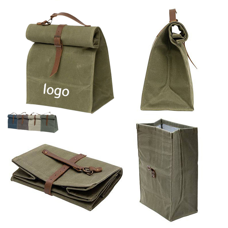 Waterproof Foldable Waxed Canvas Lunch Cooler Insulated Bag