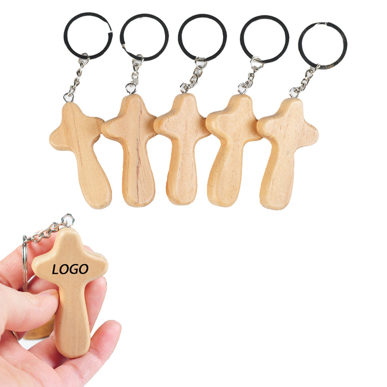 Wooden Cross Keychain