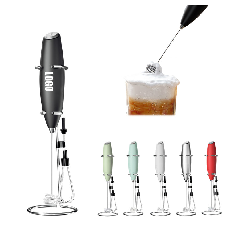 Electric Handheld Milk Frother W/Holder