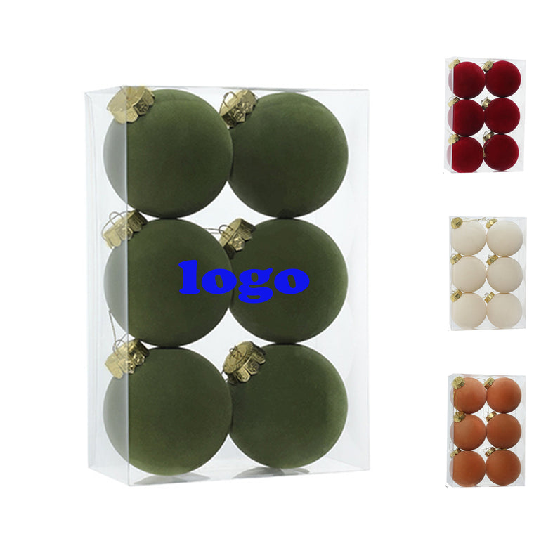 Flocked Christmas Ball Ornaments